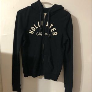 Navy Blue Hollister Zip Up Hoodie